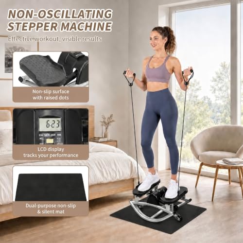 Image of Rock Fitness Stepper with Resistance Bands & Non-Slip Mat