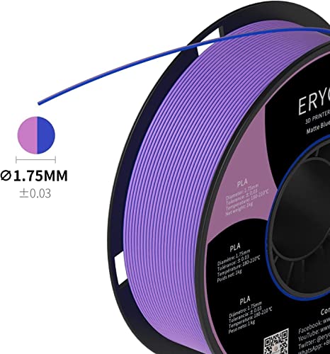 Image of ERYONE Matte Dual Color 3D Printer PLA Filament 1.75 + /- 0.03mm, Matte Bicolor Filament PLA 1KG(2.2LBS) Spool, Blue Purple