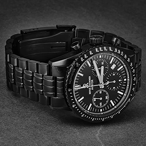 Men's 17000.6177 'Aviator' Black Dial Black Stainless Steel Chronograph Automatic Watch2