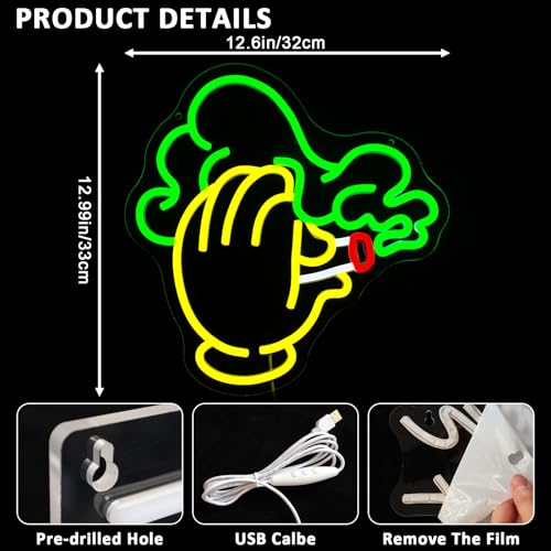 Neon Green LED Sign for Room Decor, USB Dimmable PMCVYH