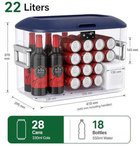 Image of TECHMARK Stratos 22L Compressor Car Fridge - Real Freezer to -18C | 12V /24V /220V AC | Whisper-Quiet | Portable Mini Refrigerator for Car, SUV, Thar, Creta, Road Trip, Camping & Picnic