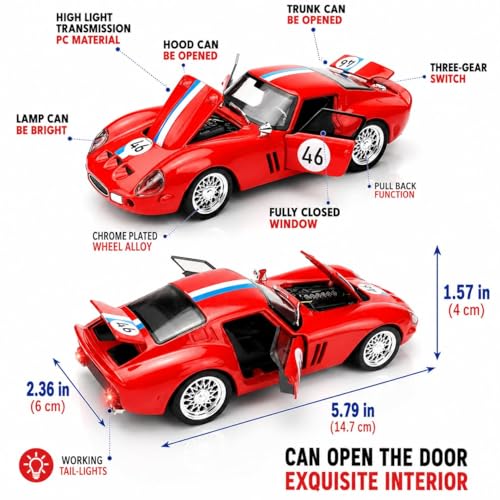 Image of Magicwand 1:32 Scale Die-Cast Metal Ferrrari GTO SPORTX Car【Colors as Per Stock】 with Openable Doors & Pull Back Action