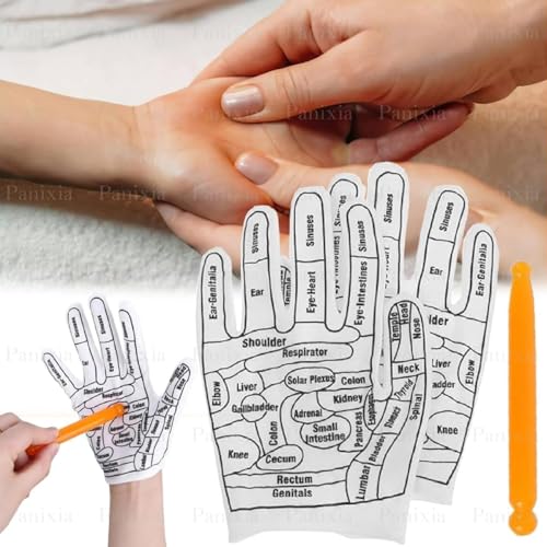 Image of UCRAVO Acupressure Massage Gloves with Massage Stick for Hand Reflexology Therapy, Finger Pressure Massager for Stress Relief, Palm Acupuncture Therapy for Blood Circulation,Relaxation & Pain Relief