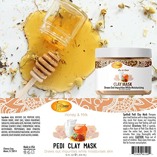 Spa Redi - Clay Mask - Pedicure And Body Deep Cleansing, Skin Pore Purifying, Detoxifying And Hydrating - Natural Bentonite Clay, Infused With, Amino Acids, Panthenol And Comfrey Extract #TOP6