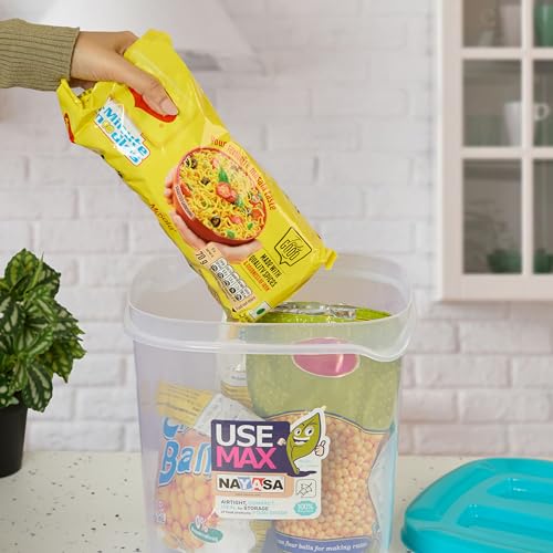 Image of Nayasa Use Max Container (5 Ltrs, 7.5 Ltrs, 10 Ltrs) BPA Free Food Grade Airtight Kitchen Storage Stackable Containers- Set Of 3, Blue