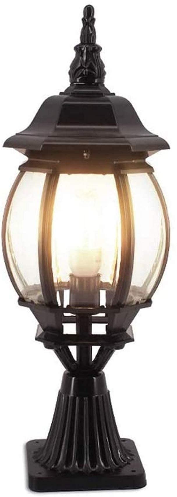 VDOQTLJT Professional Rainproof Outdoor Desktop Post Light Household Waterproof Glass Wall Pillar Lamp E27 1-Head Villa Door Garden Column Exterior Landscape Lantern(Blackl22*54.5cm)