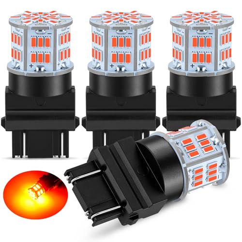 iFunyLED 4PCS 3157 LED Bulb Brake Tail Light 12V-24V Super Bright 3156 3056 3057 3047 4157 LED Replacement Light Kit Set for Car Tail Brake Lights - Brilliant Red