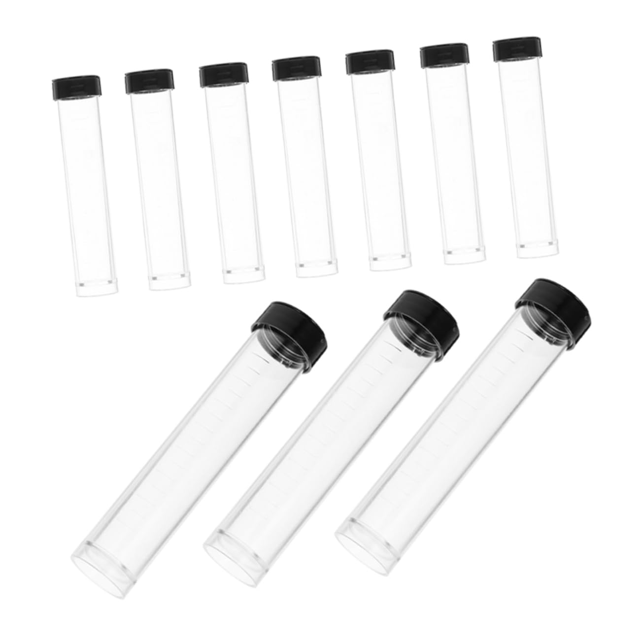 MUSISALY 10 Small Test Tube Bottles Plastic Graduated Sample Vials with Lids Sealed Storage Tubes for Lab Use