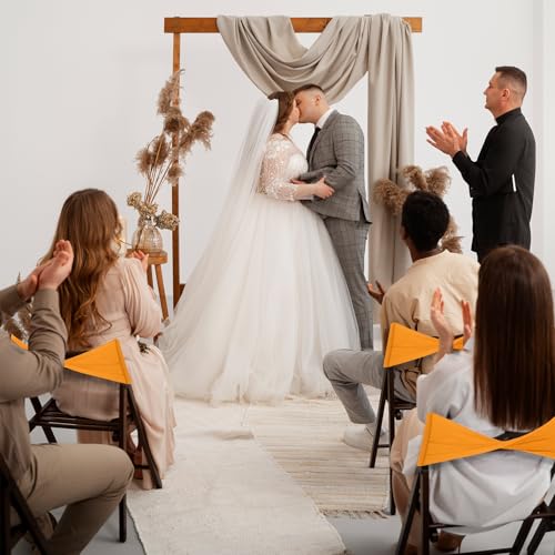 50PCS Spandex Chair Sashes Elastic Chair Cover Bands Ties Without Buckle Chair Decorations Universal Chair Sashes for Wedding Party Reception Events Universal Ceremony Banquet Decorations(Gold)