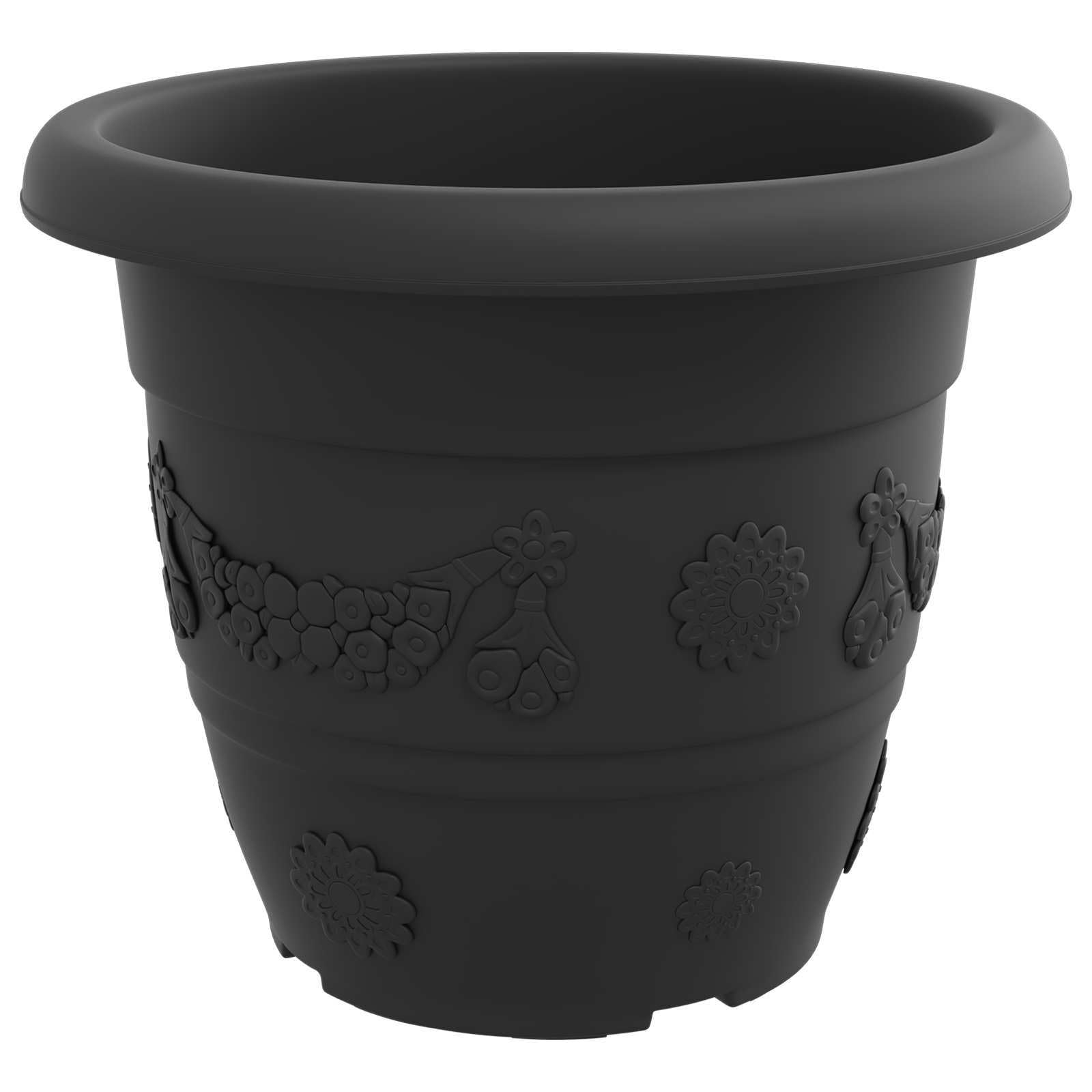 Doniczki 6 sztuk Czarny 34 x 28 cm Plastikowe Donice do Wnętrz i Ogrodu z Otworami Drenażowymi Nowoczesny Design Lekkie i Trwałe