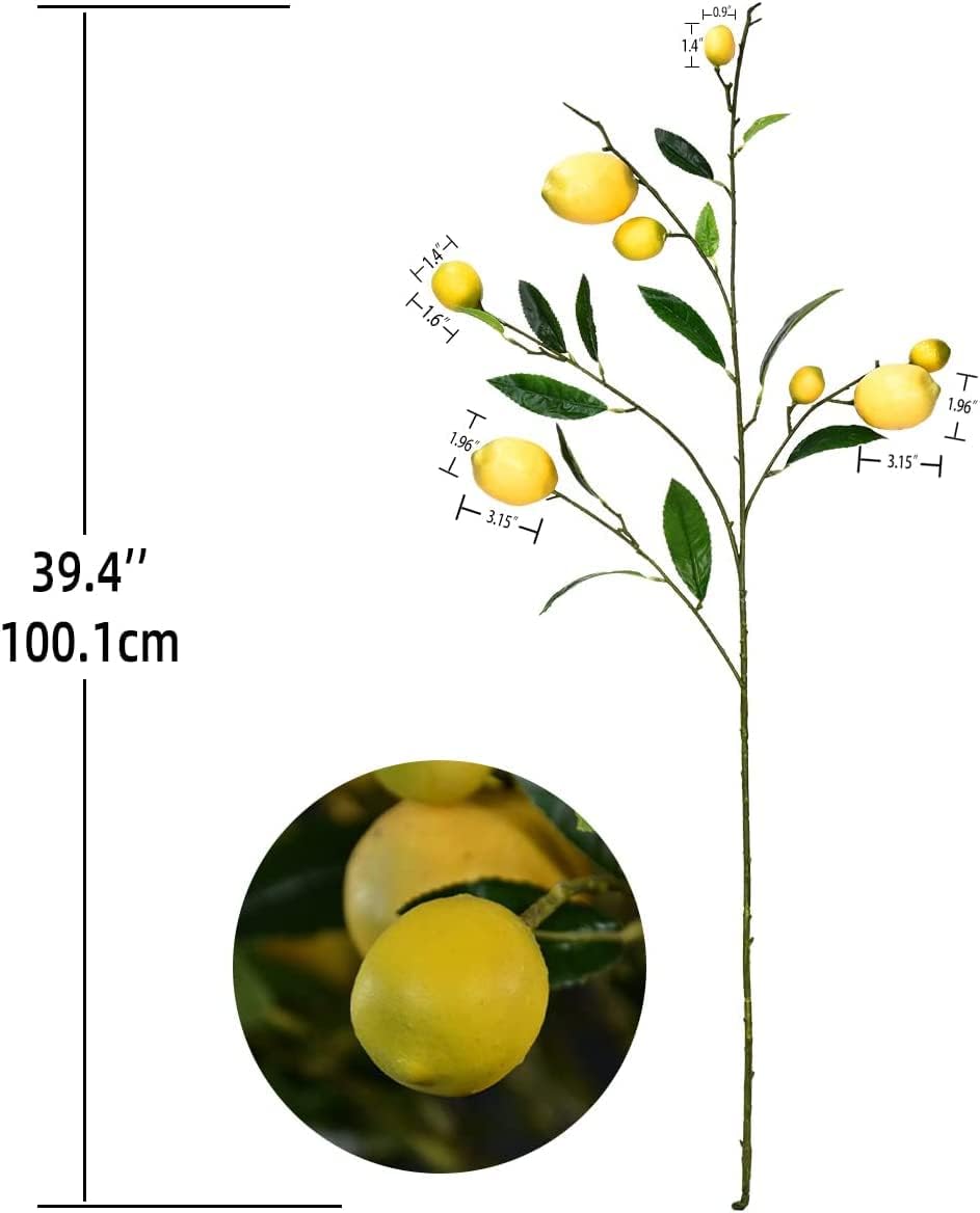 Sunm Boutique 2 Pack Artificial Lemon Branch Vivid Yellow Artificial Lemon Branch Home Party Garden Decoration