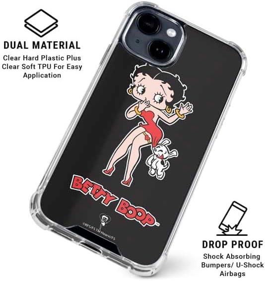 Skinit Clear Phone Case Compatible with iPhone 15 - Officially Licensed Betty Boop with Puppy Design