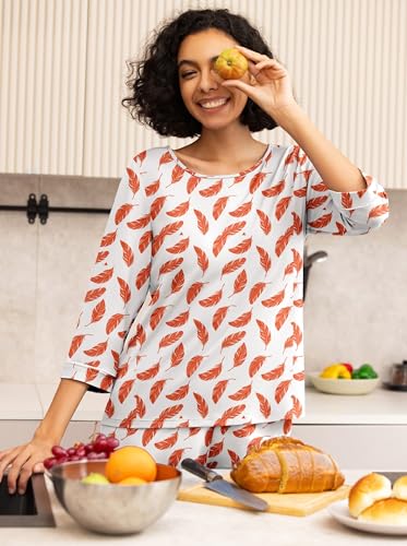 Image of PrinStory Womens Pajama Sets Capri Pjs Soft Lounge Sets XS-4XL