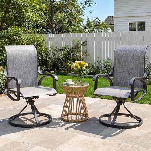 Image of LOUVIXA Patio Swivel Chair Set of 2, All-Weather Patio Swivel Rocking Chair, High Back Patio Dining Chairs for Backyard, Porch, Lawn, Garden(2, Ash Grey)