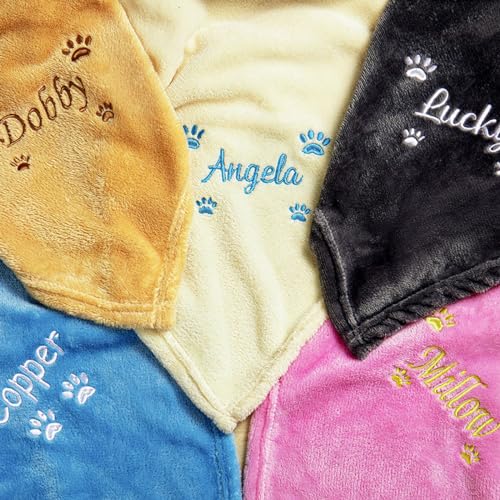 IEK Individuelle Hundedecke mit Namen, besticktem Namen und Muster, personalisierte Hundedecke, Geschenke für Tierliebhaber