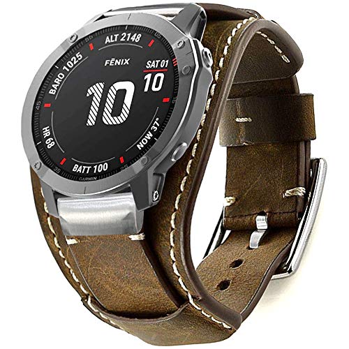 Bracelet cuir montre Garmin Fenix 6X anti irritation de 26 mm