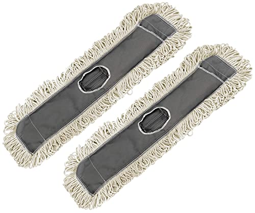 Alpine Industries Heavy Duty Cotton Mop Head - Dry Mop Head for Dirt Dust for Clean Hardwood Floor, Office and Garage - Commercial Mop - Super Absorbent Industrial Mop Head (24 in, 2 Pack)