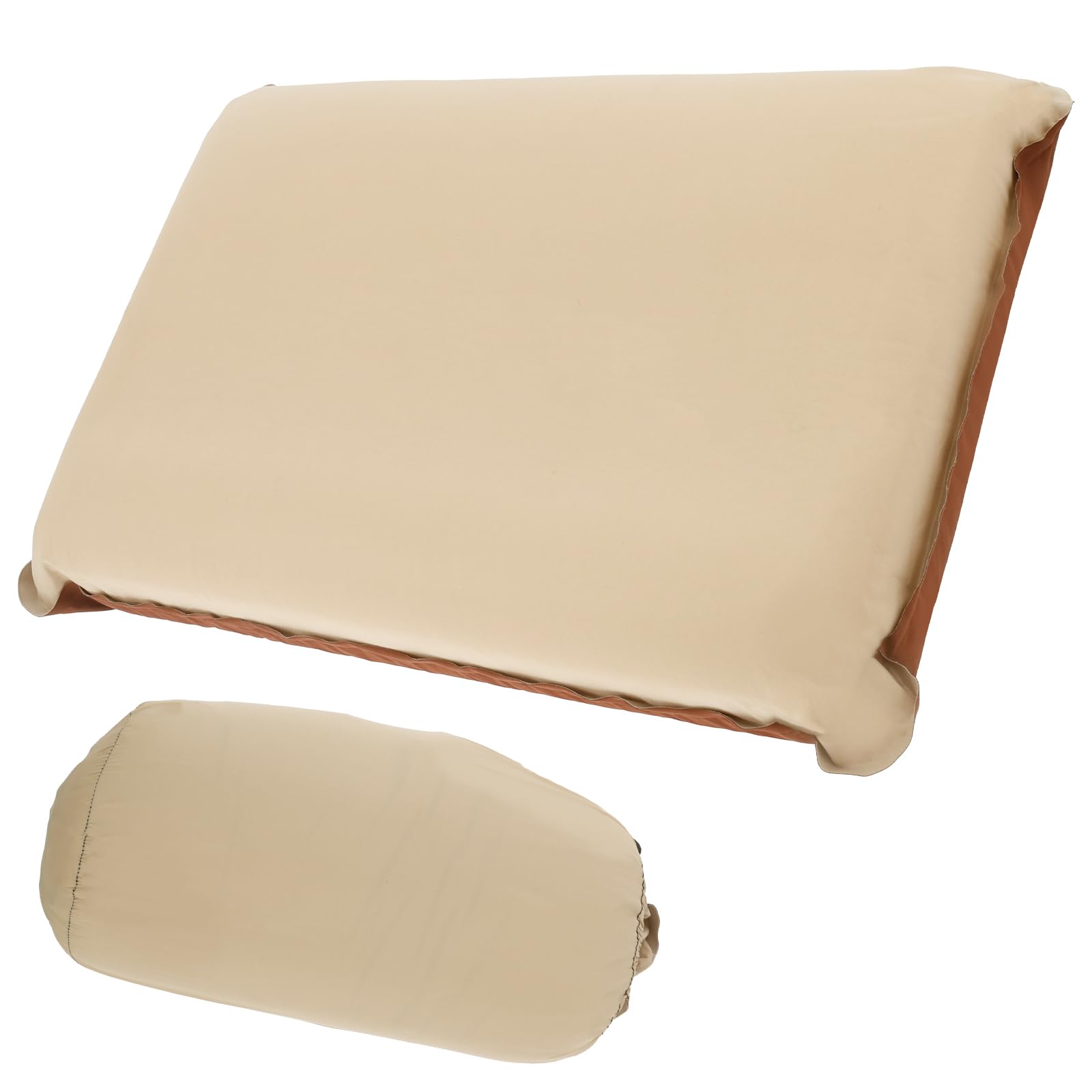 Lulobtg Beige Camping Pillow, Compressible Compact Travel Inflatable Pillows With Carry Bag, Ultralight Ergonomic Blow Up Air Pillow For Neck & Lumbar Support, Camping, Hiking, Beach, Fishing, Office