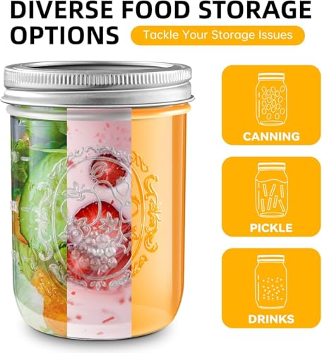 Image of ALEITO Wide Mouth Mason Jars 500ml with Lids [2 Pack], Canning Jars with Metal Airtight Lids and Bands, 16 oz Glass Jars for Fermenting, Pickling, Freezing, Preserving, Meal Prep, Jar Decor