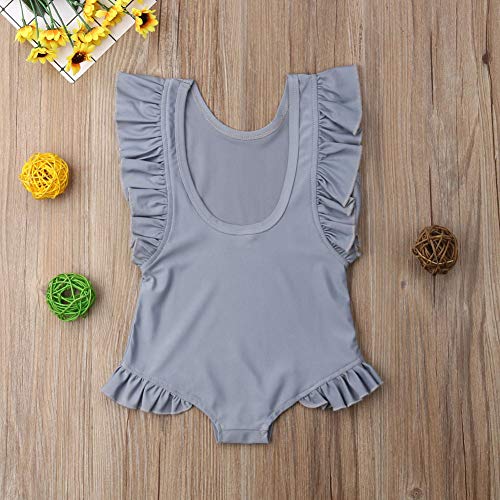 Mlpeerw Toddler Baby Girl Beach Wear Solid Color Flutter Sleeve Backless One Piece Swimsuit Bathing Suit Bikini thumb #3