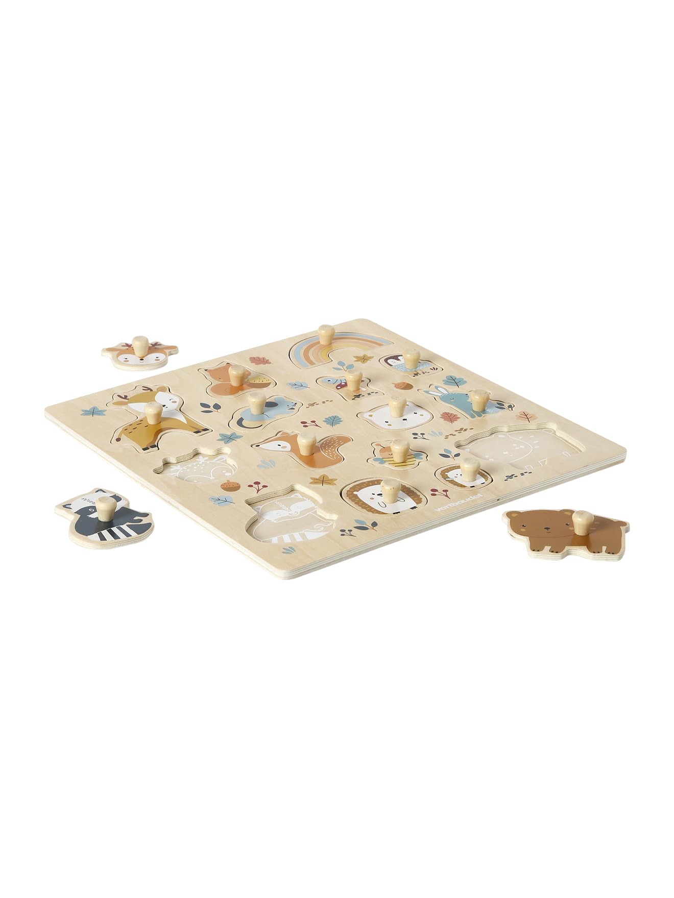 VERTBAUDET Puzzle Knopf Freunde des Waldes aus Holz, FSC®, Orange, TU