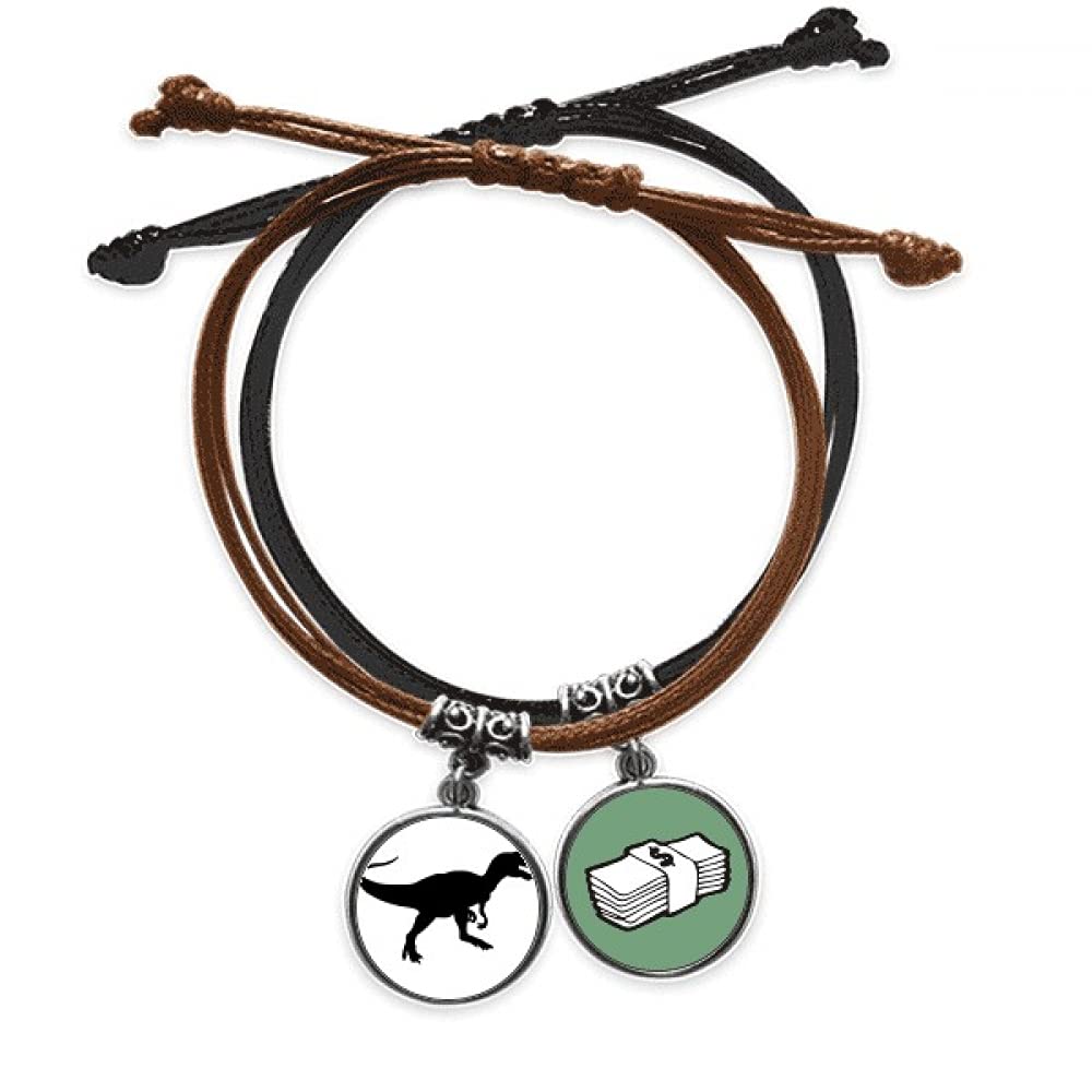 Pulsera de fósiles de dinosaurio ajustable para evitar alergias con cuerda de mano resistente 3