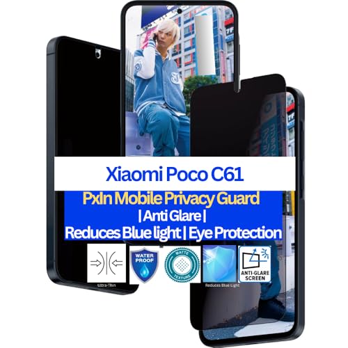Image of Pxin Mobile Privacy Guard for Xiaomi Poco C61 | Mobile Privacy screen protector | Anti Glare | Anti Spy Screen Protector | Reduces blue light | Self healing guard from scratches | Eye Protection