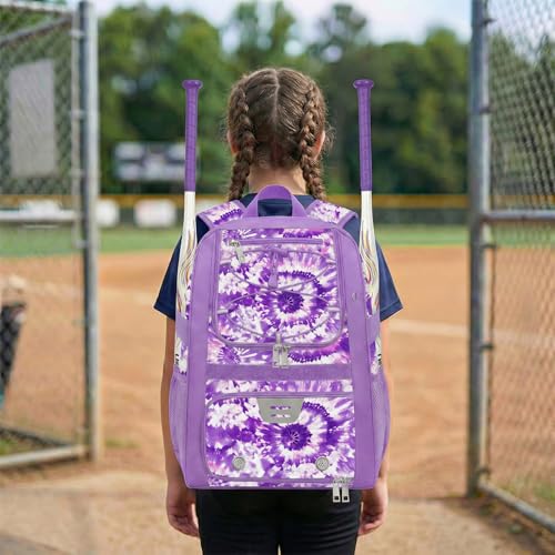 Image of Youth Baseball Bag - Softball Bag for Girls & Boys with Shoes Compartment, Bat Backpack for Baseball, T-Ball & Softball Equipment