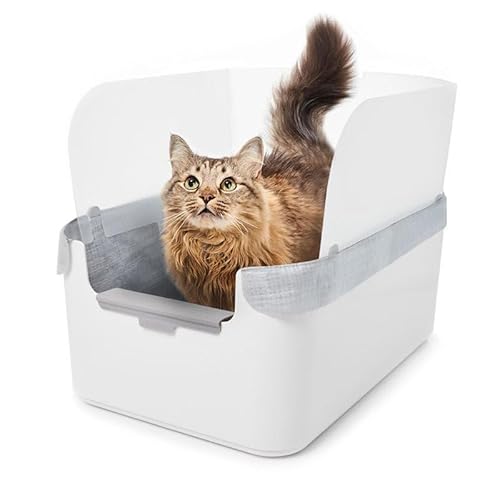 Modkat® Litter Tray, Extra Tall Base, Pee Shield, Reusable Litter Liner, Sifting Litter Scoop - White