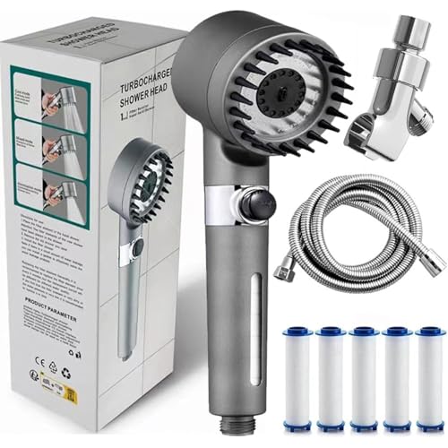 Ion Drops Shower Head 2026 NEW Ion Drops Filtered Shower Head with 59in Hose/Bracket Adjustable Filtered Showerhead with 5 Filter Replacements Built-in Flash Mode for Bathroom Cleaning