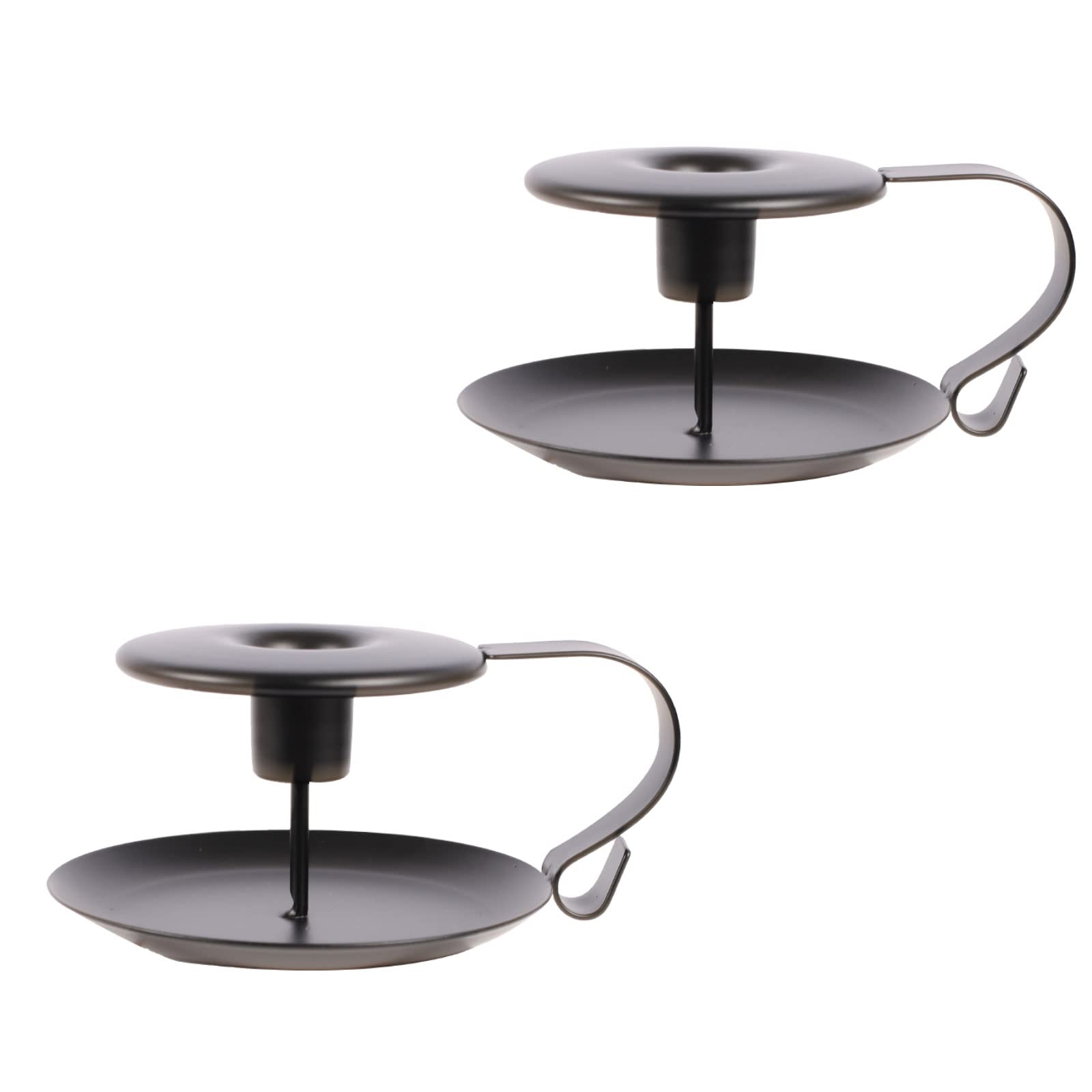 2 PCS Retro Iron Candle Holder, Candle Holder Dining Table Black Taper Candlestick Candle Holder Gift Candle Stand for Christmas Table Decorations