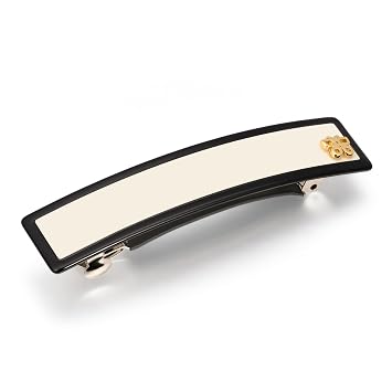 SHE'S FREE STYLE JUST FOR YOU [Chanel-style] Hair Barrette for Women, Acetate Resin Barette, Classic Black & White, French Hair Accessory for Thin Hair, Anti-Slip for Half-Hair (Middle,3.5 inch,1 Pcs)