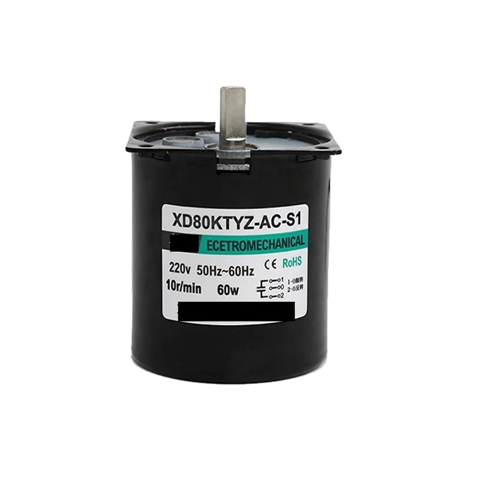Silnik synchroniczny, 220 V, 60 W, 80 KTYZ, wał mimośrodowy, prąd zmienny z magnesem trwałym, reduktor prędkości, sterowane odwrócenie dodatnie i ujemne (15 obr./min)