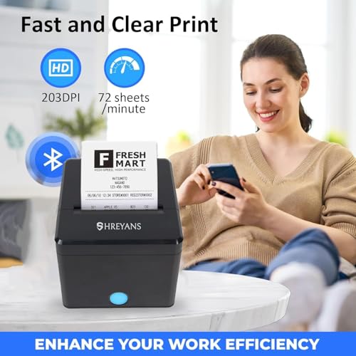 Image of POS Lite Billing Machine with Printer | SHREYANS KP307 80mm Thermal Billing Printer Auto Cutter, USB, Bluetooth, WiFi & Ethernet | Billing Machine for Small Business, Retail Shop & Restaurant