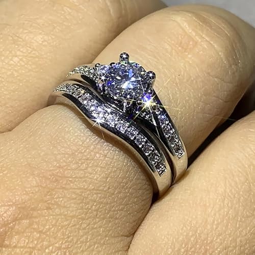 Luxury 2-Pc Set Rings Women for Engagement Fashion Gorgeous Cubic Zirconia Jewelry4