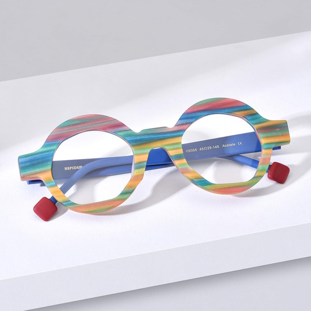 MUTYNE Montura de gafas de acetato para mujer y hombre, anteojos irregulares Retro, gafas