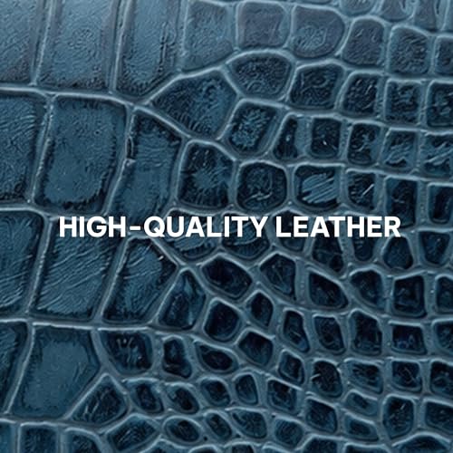 Image of STRUTT Croc Textured Genuine Leather Batua Wallet for Men & Women | Handcrafted Blue Leather Cash & Card Holder | Snap Button Closure | Compact Ethnic Money Pouch