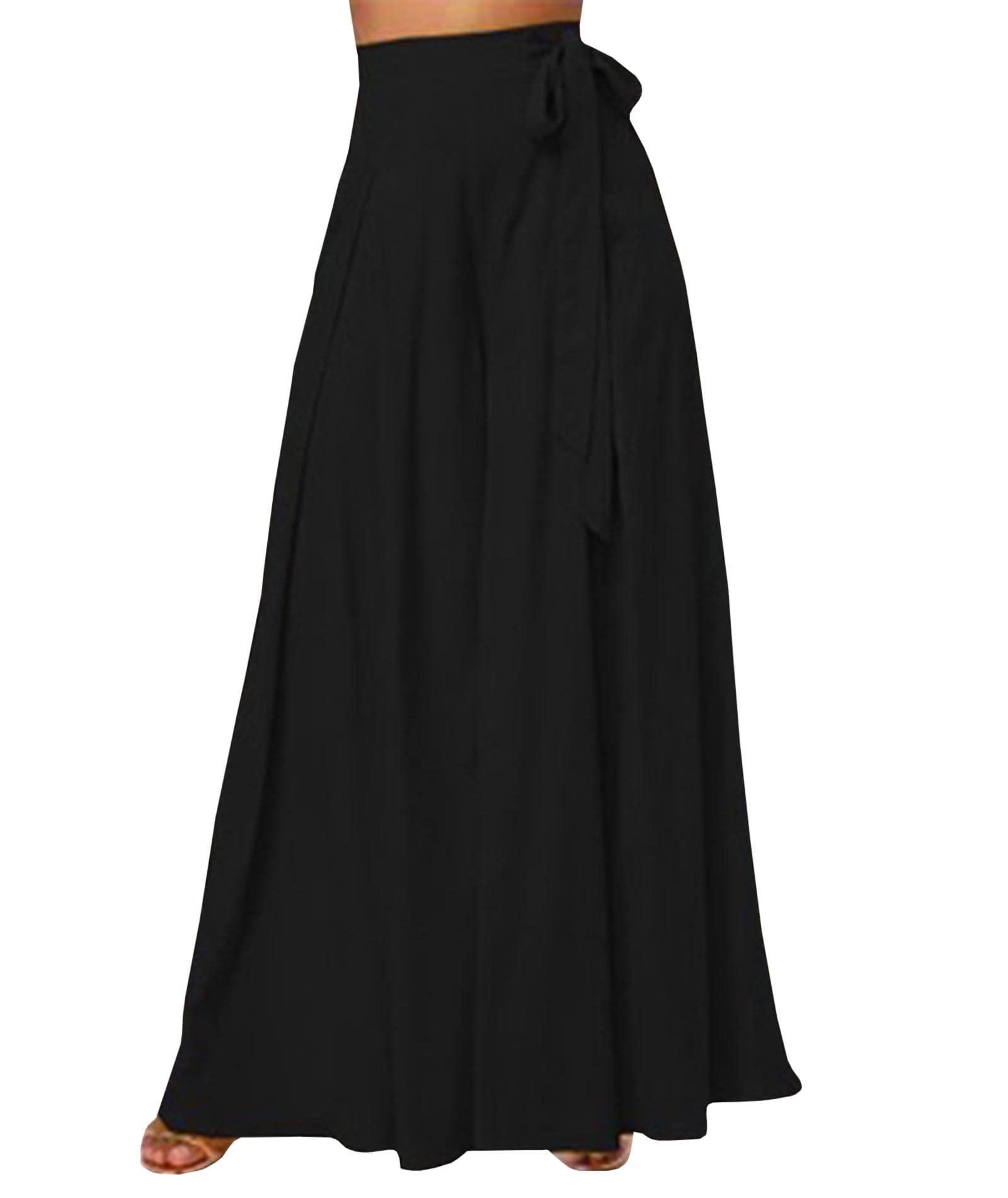 Sexyshine Womens Casual High Waist Loose Wide Leg Long Palazzo Pants Solid Flowy Pleated Lounge Trousers