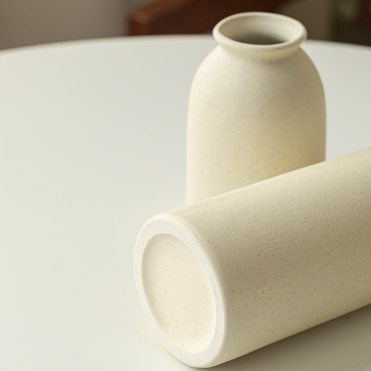 Set di 3 vasi in ceramica per decorazioni, 25 cm, arancione, giallo, bianco (beige)