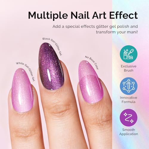 Image of MelodySusie 7.5ML Glitter Gel Nail Polish Set, 6 Colors Aurora White Sparkle Gel Polish Kit Aurora Blue Pink Shimmer Gel Polish Gifts for Women Nail Art Manicure Salon DIY Nail Design at Home