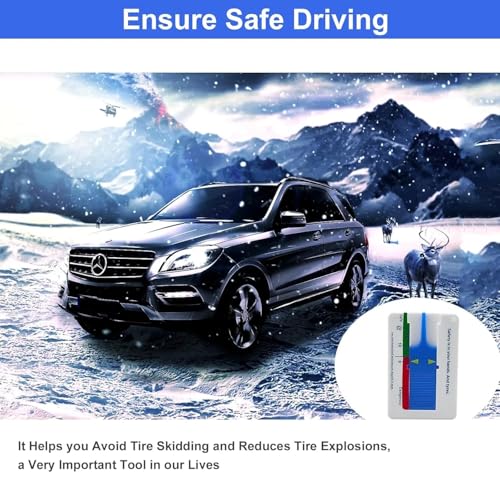 GODESON 4 Stück Profiltiefenmesser für Reifen MM,Kunststoff Reifen Profiltiefenmesser Intelligenter Farbcodierter, Reifen Reifenprofilmesser für Motorrad, Auto, LKW