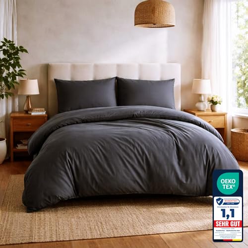 Komfortec Premium Bettwäsche 240x220 mit 2 Kissenbezug 40x80 cm Set aus...