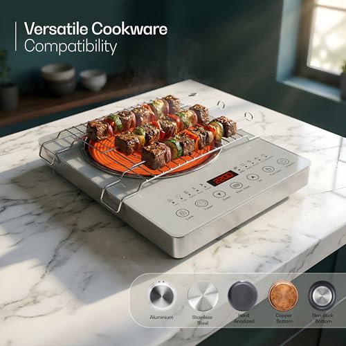 Image of iBELL CLOUD390 Infrared Cooktop 2200W - Works with All Types of Cookware, Adjustable Temperature Control, Energy-Efficient Heating, Durable Strong Handles, Portable Electric Cooking Stove, White