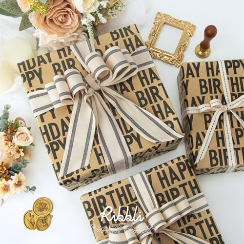 Ribbli SP17-PT001 Birthday Kraft Wrapping Paper Vintage Style Paper Perfect thumb #3