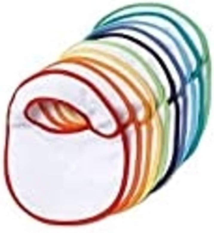Baby/Toddler Bibs - Cotton Front/Plastic Back - Colour Trim - Pack of 10