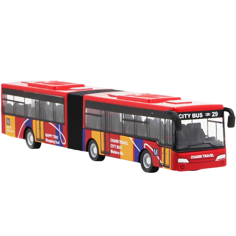 Diecast Pull-Back Bus Toy Set - Mini Friction Powered City Play Vehicle Toy Car Model - Kids Gifts, 18.5x2.5x3cm