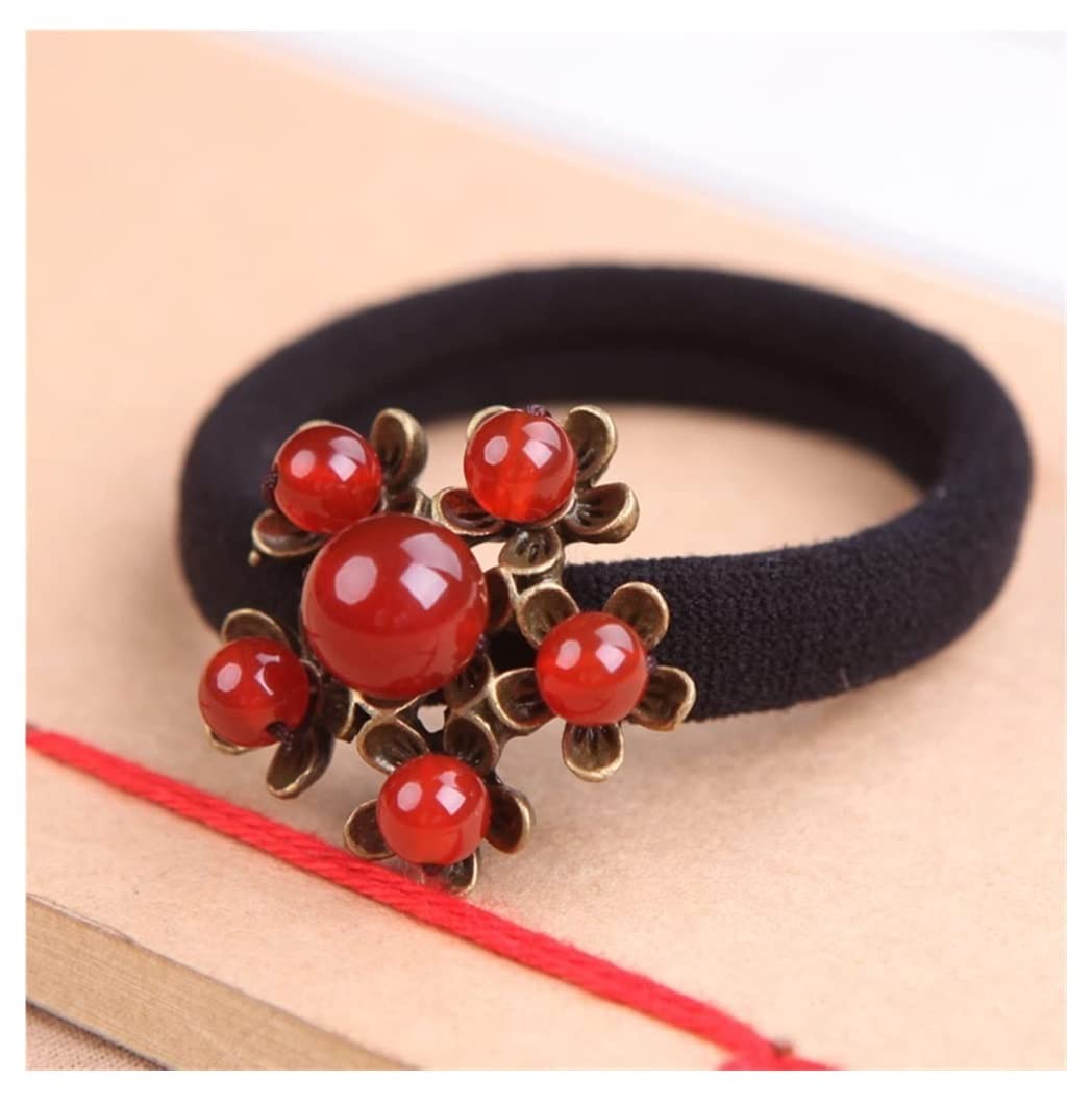 Feste Elastici Capelli Accessori Per Capelli Con Fiori Di Onice Da Donna Per Ragazze, Elastici Per, Corde Per, Cavallo Alla Moda Decorazione