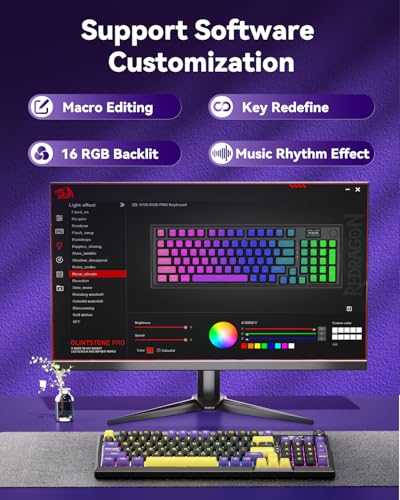 Image of Redragon K725L Wireless Mechanical Keyboard with Screen and Knob, Purple