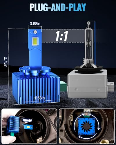 Image of Marsauto D3S D3R HID Bulbs, 500% Brightness, 24,000LM 6500K White for 66340 42403 42302 (42403C1) HID Bulb, Plug and Play, Pack of 2