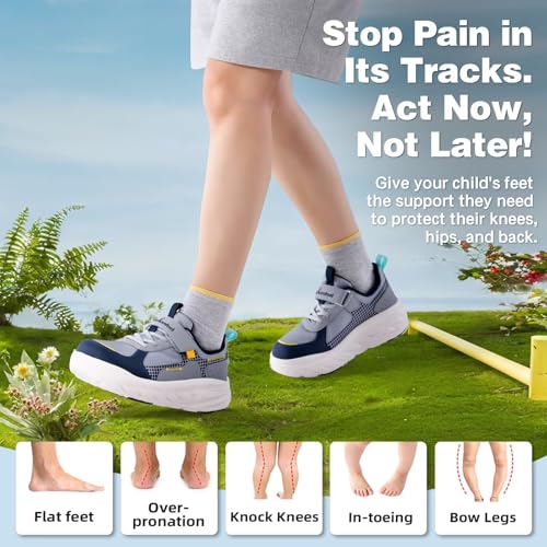 Boys Girls Kids Orthopedic Tennis Shoes: Wide Toe Box Comfortable Casual Arch Support Plantar Fasciitis Running Sneakers, Orthotic Athletic School Sport Walking Shoes for Foot and Pain Relief4